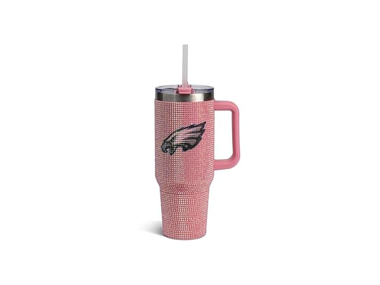The Memory Company Officially Licensed NFL Game Day Tumbler - 40oz Stainless Steel Double-Wall Insulated Team Color Bling Cup with Team Logo, NFL Licensed Sports Travel Mug with Lid & Straw