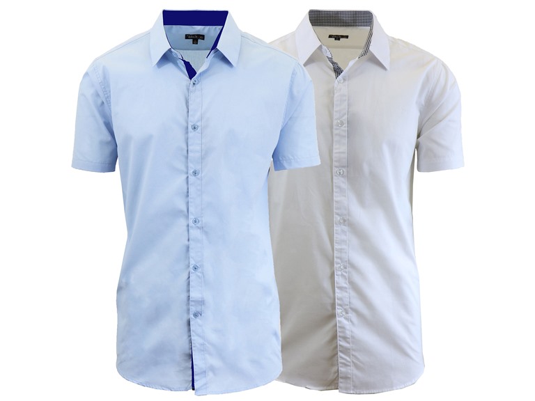 GBH WC-----(New 2Packs) / MSS-500 / LB-WH / S Small 2Pk Mens S/S Solid Classic Dress Shirts Light Blue & White