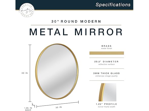 MCS Master & Co. Modern Metal Round Wall Mirror