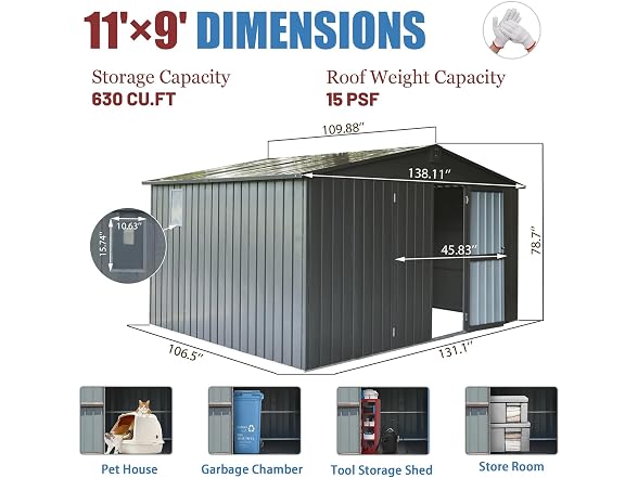 Okak 11 X 9 Ft Metal Outdoor Storage Shed