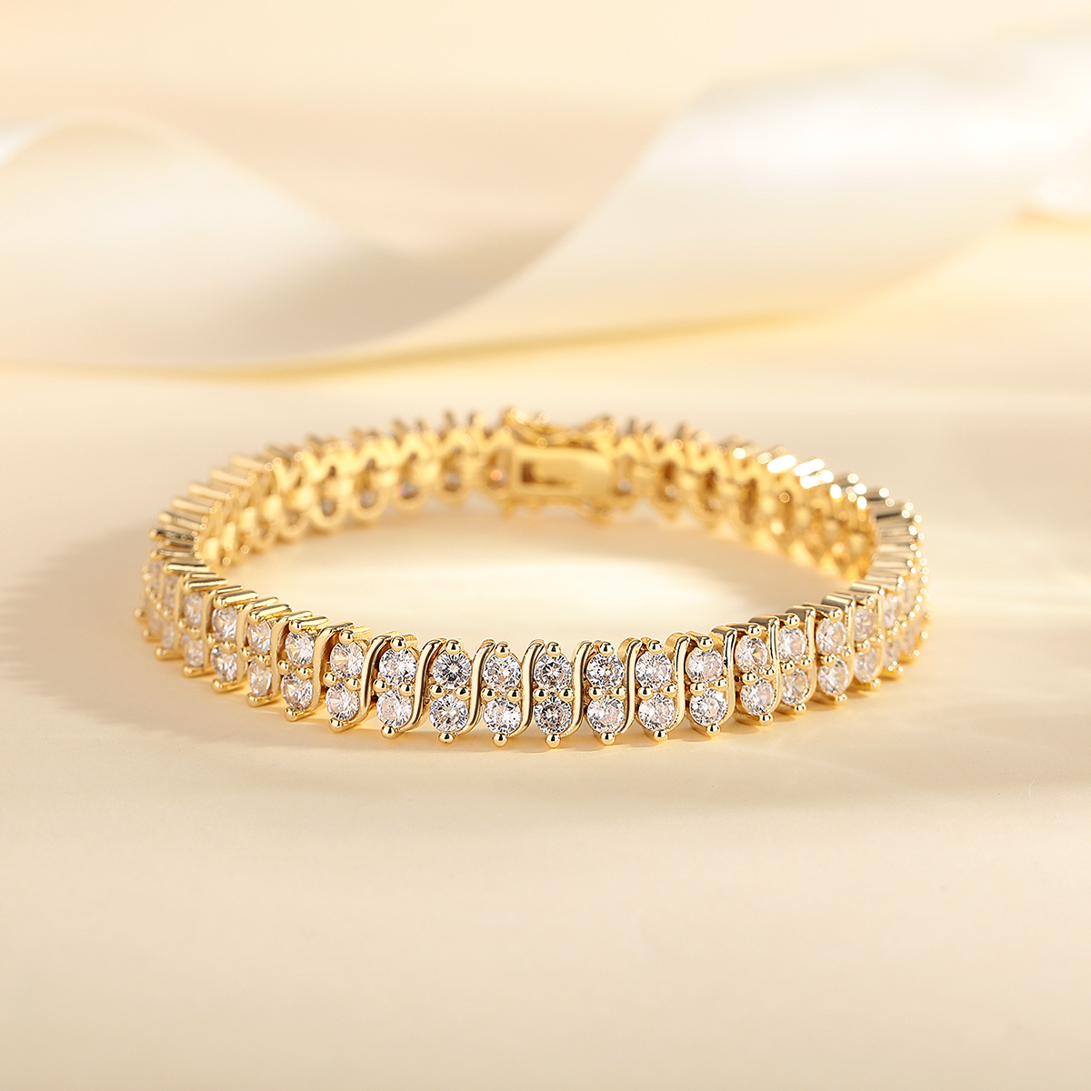 18K Simulated Diamond Tennis Bracelet - Gallery 10