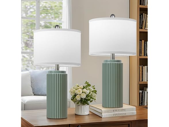 TOBUSA 23.5" Green Ceramic Table Lamps Set of 2