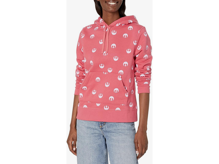 Amazon Essentials Disney | Marvel | Star Wars | Princess Women's Fleece Pullover Hoodie Sweatshirts (Available in Plus Size), Pink Star Wars Rebel, 3X