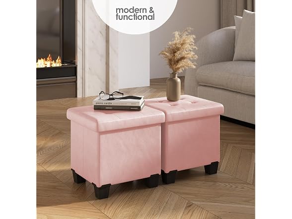 Storage Ottoman Cube Bin 15in Pink