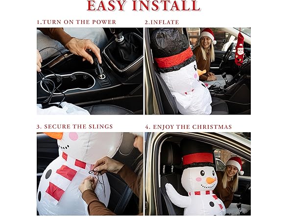 Zone Tech CR0002 Snowman Blow-Up Décor for Cars White