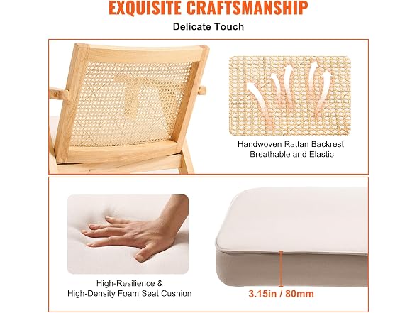 Mid Century Modern Rattan Chair, Upholstered