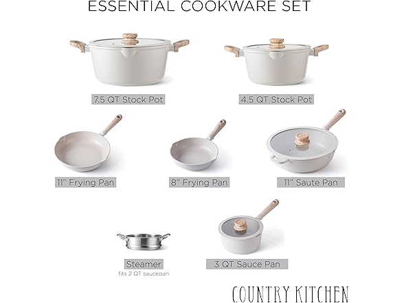 Country Kitchen 11-Piece Cookware Set