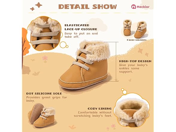 Meckior Baby High Top Crib Shoes