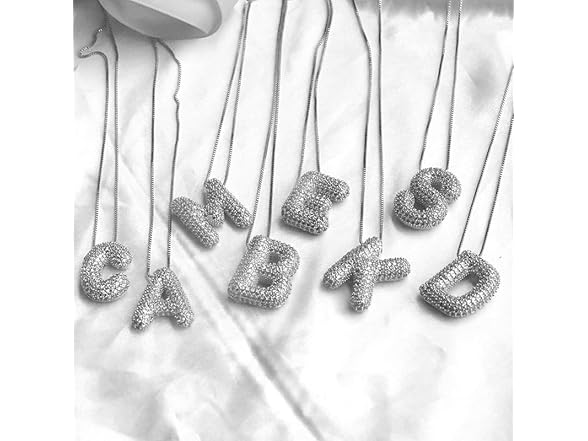 DIOWUS Bubble Letter Necklace Gold