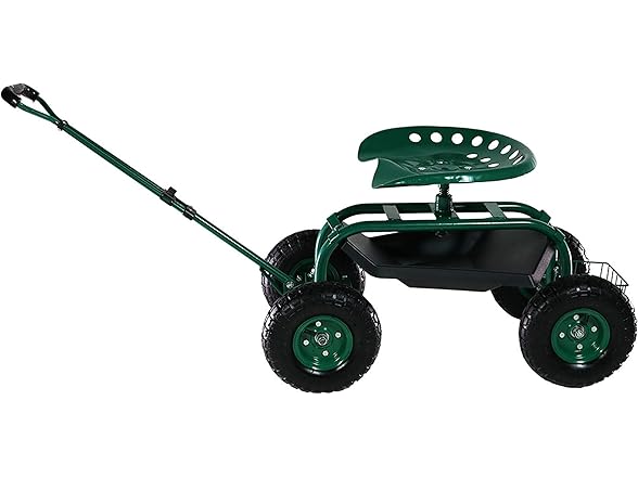 Sunnydaze Rolling Garden Cart, Green