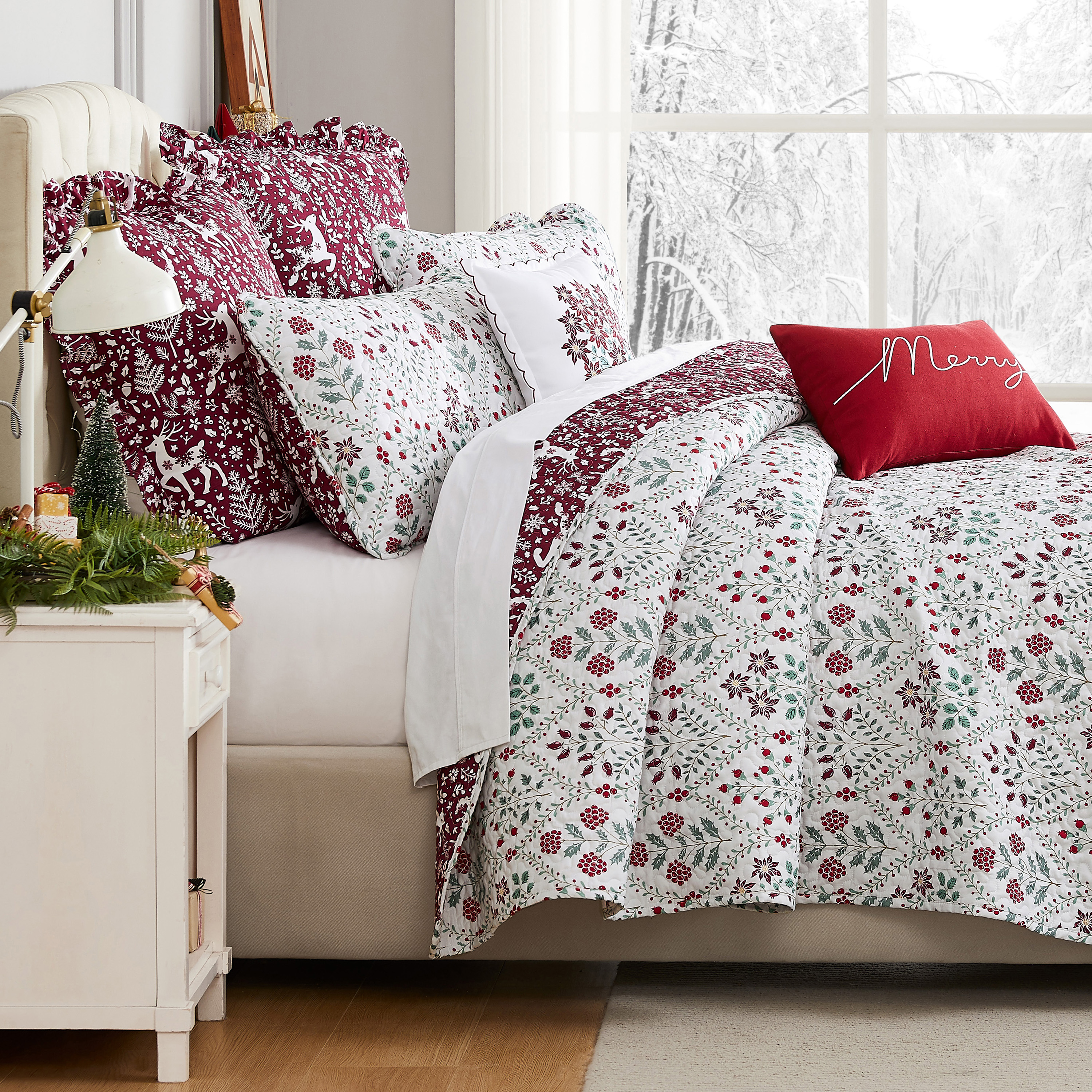Oversized 7Pc Christmas Quilt Set - Gallery 14
