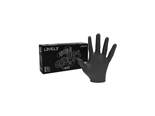 Level 3 Pro Nitrile Gloves, Black, Medium 100pc