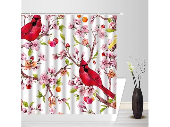 Flower Bird Shower Curt Cherry Blossom Pink