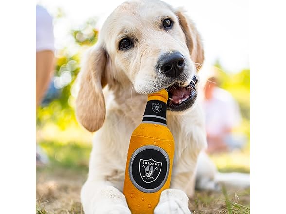 NFL LAS Vegas Raiders Beer Bottle Plush Squeak Toy