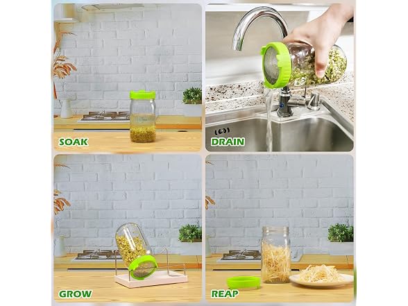 Kitmiido Seed Sprouting Kit Mason Jars