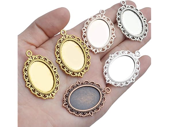 Jdesun Bezel Trays,24pcs Oval Pendant