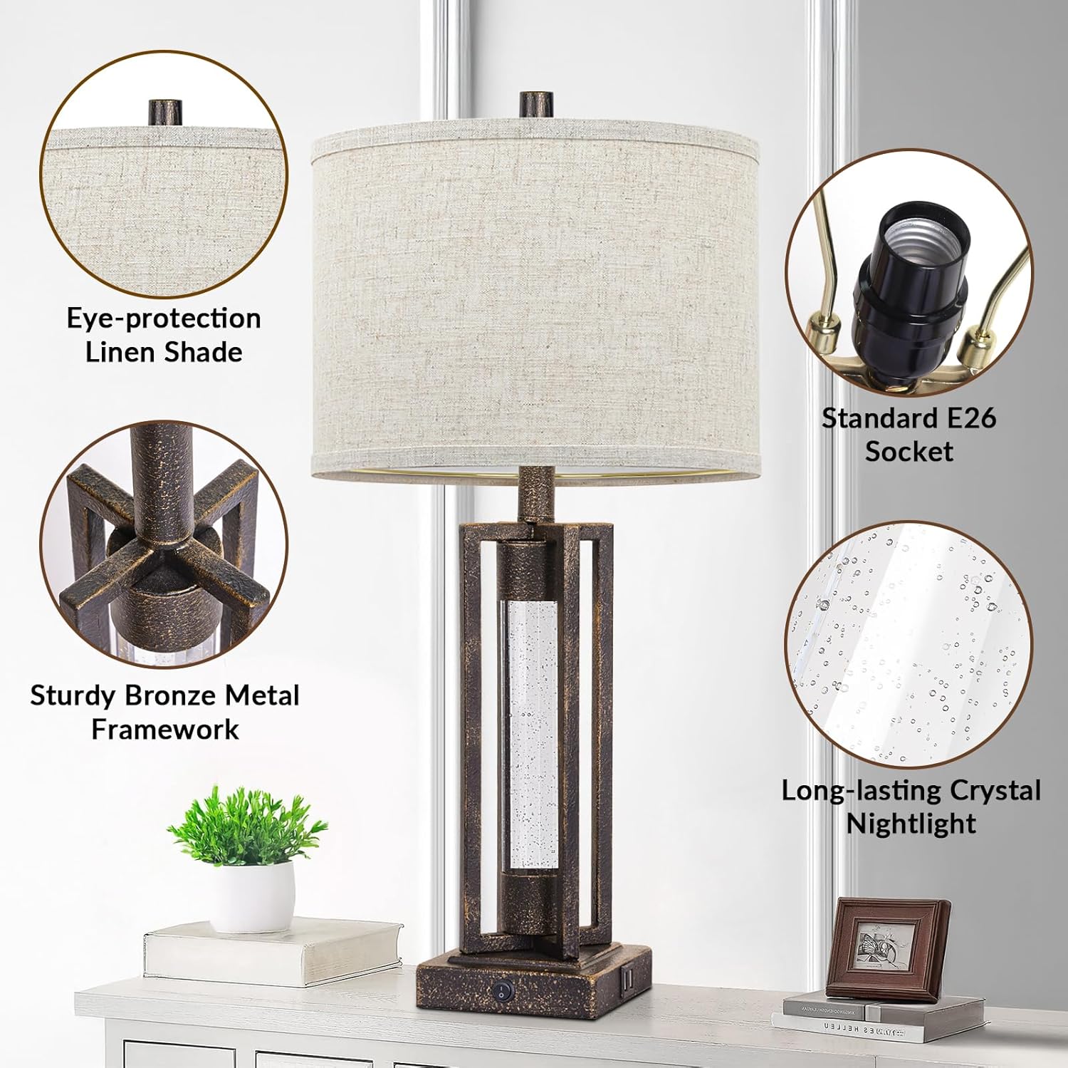 TOBUSA 26’’ Farmhouse Table Lamp for Living Room - Gallery 12
