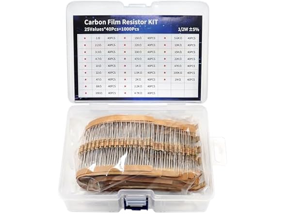 1000Pcs Resistor Kit 1/2W 25 Values