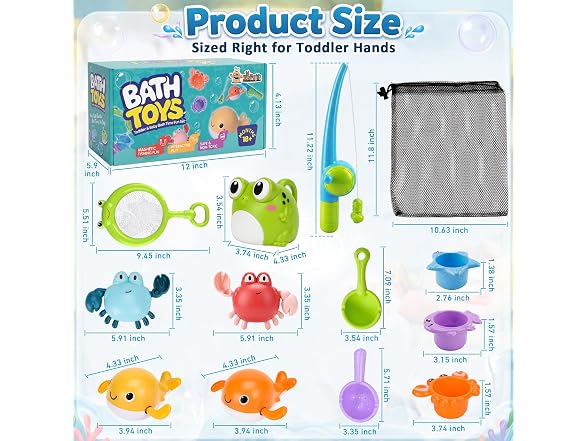 ZHFUYS 12Pcs Bath Toys for Toddlers
