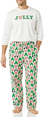 Amazon Essentials Disney | Marvel | Star Wars Men's Flannel Pajama Sleep Sets, Mickey Holiday - Mens, X-Small