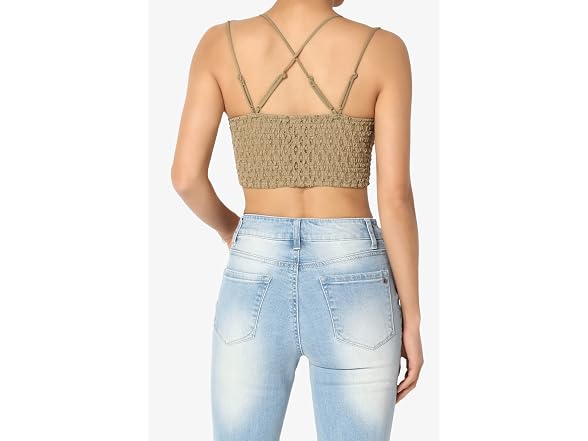 TheMogan Women (1X) Padded Lace Bralette Cross Top