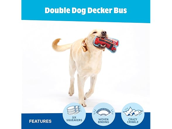 Barkbox Double Dog Decker Bus Dog Toy | Plush