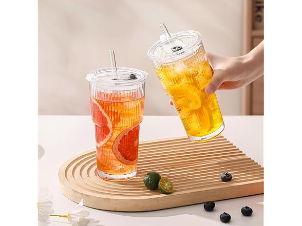 GOSCHE 20oz Iced Coffee Cups w/Straws