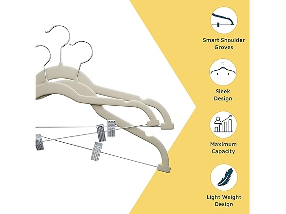 Lifemaster Velvet Skirt Hangers – Pack of 20, Ivory