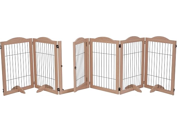 Arf Pets Dog Gates With metal 6 Panels Walnut