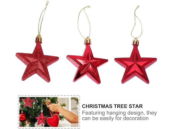 ABOOFAN 18Pcs Christmas Tree Hanging Ornaments Glitter Star