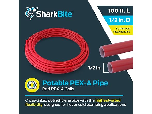 SharkBite 1/2 In x 100 Feet Red PEX-A, Made