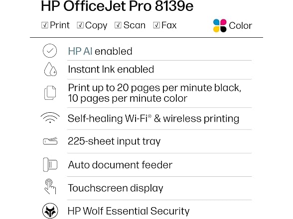HP HP-OJPRO8139E-RB HP OfficeJet Pro 8139e Wireles