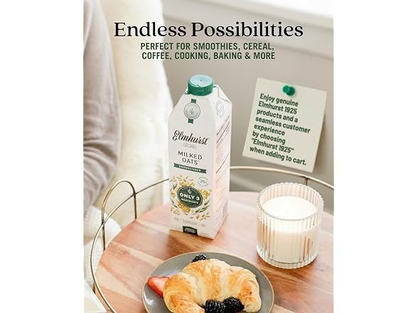 6PK Elmhurst 1925 Unsweetened Oat Milk - 32 oz