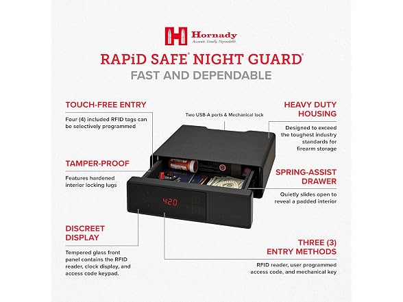 Hornady Rapid Safe Night Guard Bedside Safe Black