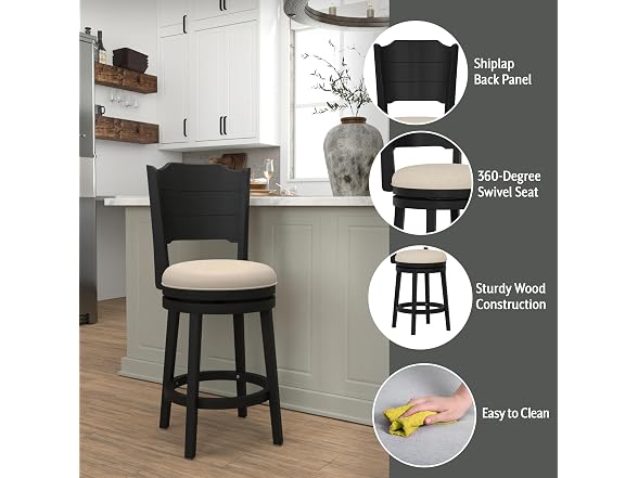 Hillsdale Clarion Swivel Stool, Black