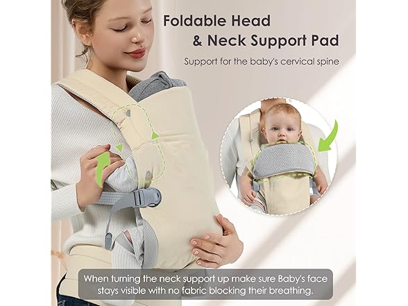 MISSWISDOM Baby Carrier Newborn to Toddler, Beige
