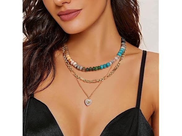 lqiqdfe Beaded Gemstone Necklace