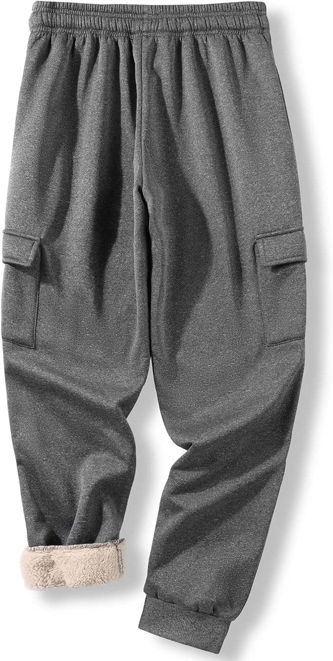 Men’s Sherpa Lined Cargo Sweatpants - Gallery 4