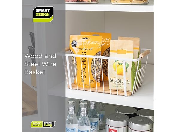 Smart Design Wood and Steel Wire Basket