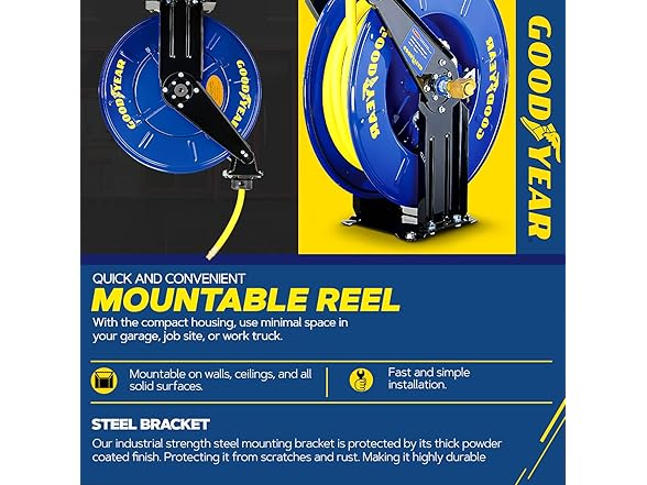 Goodyear Air Hose Reel Retractable 1/2" Inch x 50'