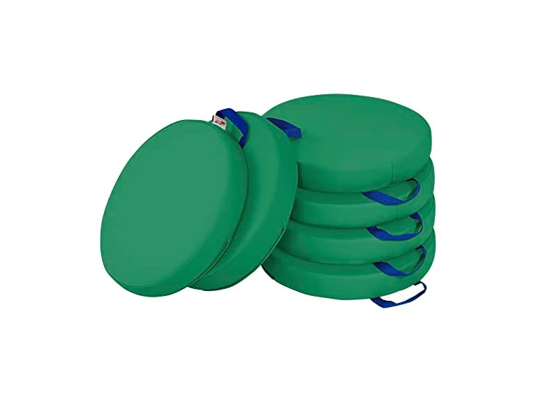 ECR4Kids SoftZone Floor Cushions, Round, Flexible Seating, Green, 6-Piece