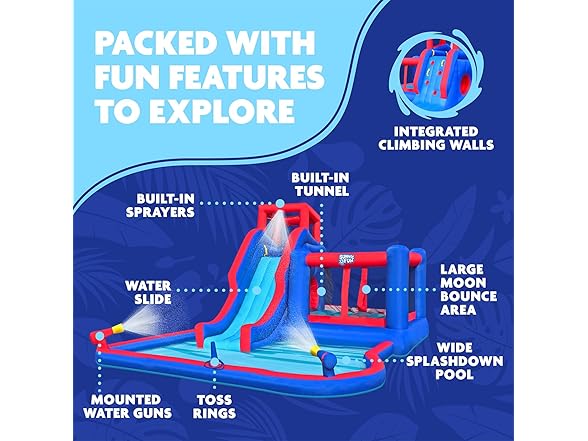 Sunny & Fun 2-in-1 Bounce & Blast Inflatable Water Slide Park
