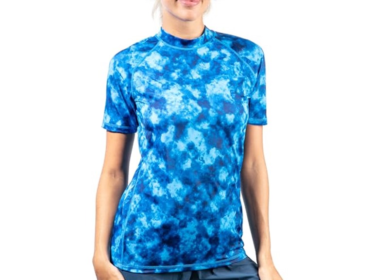 Kanu Surf Women's Breeze UPF 50+ Short Sleeved Active Rashguard & Workout Top, Sydney Blue, Small