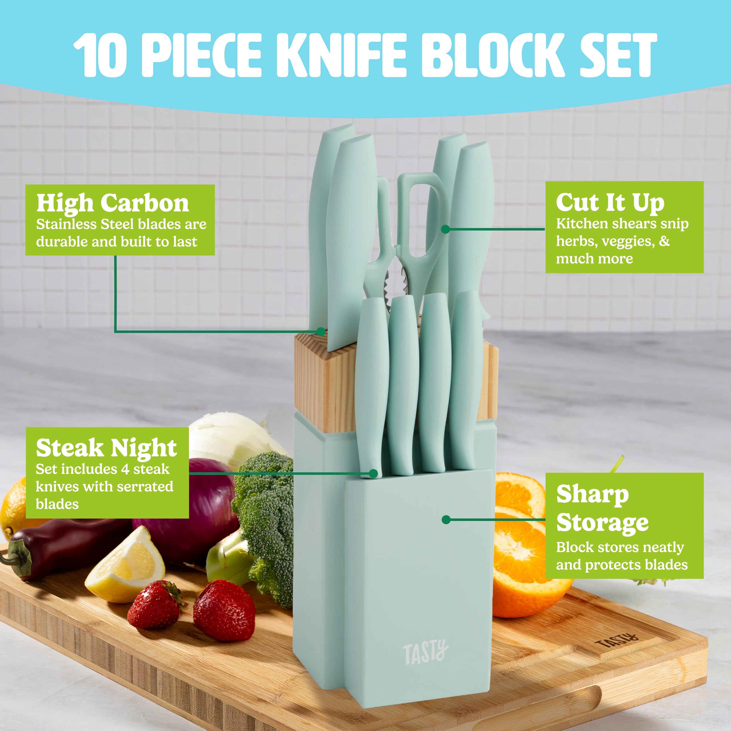 Tasty Kitchen Knife Set with Block - Gallery 6