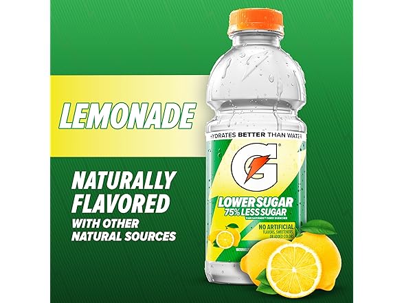 12PK Gatorade Lower Sugar Electrolyte Drink Lemonade