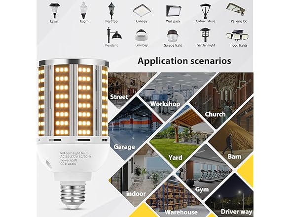 YANYCN 65W LED Corn Light Bulb 2 pack(650W Equ