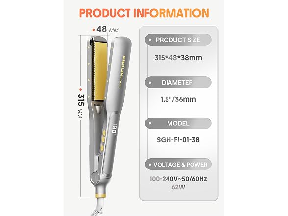 Hair Straightener, 1.5" Flat Iron