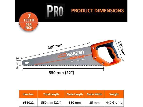 Harden 22" Hand Saw Carbon Steel