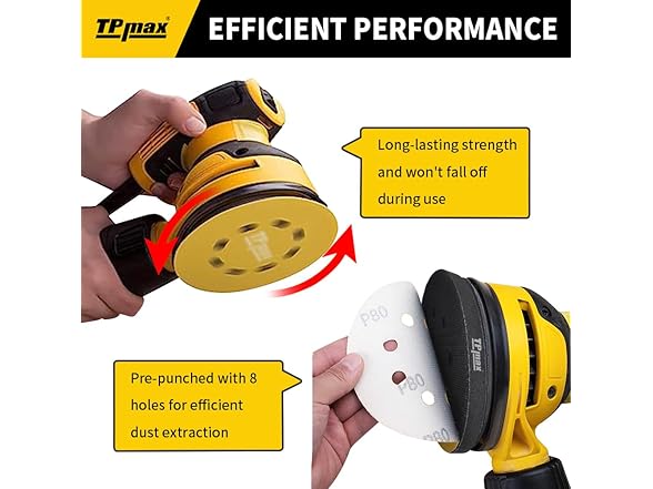 TPmax 70PCS 5 Inch 125mm 8 Hole Sanding Discs