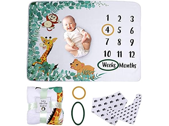 2-Pack Fleece Baby Milestone Blanket